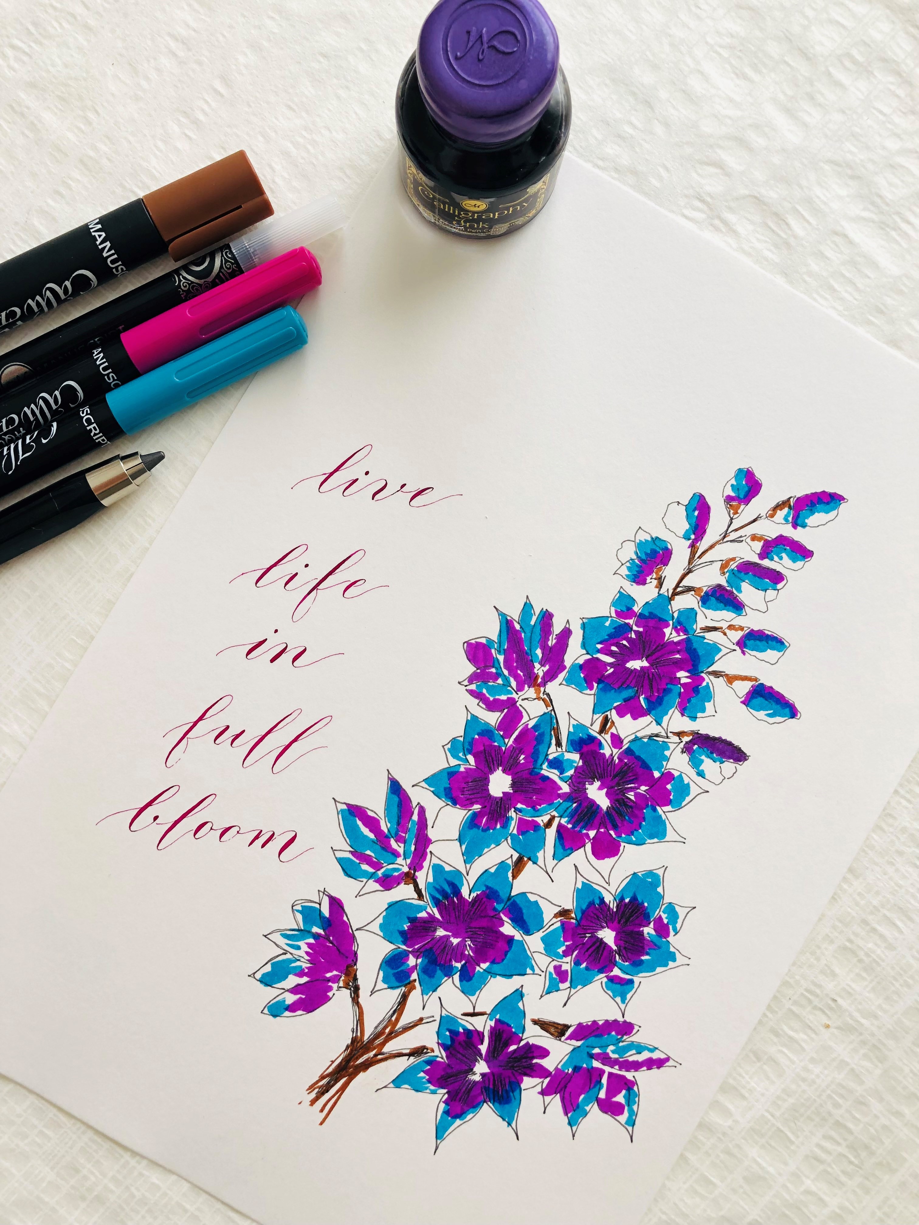 Hand Lettering Pens by June & Lucy - 6 Piece Modern Calligraphy Markers Set  for Beginners - Brush Pens & Markers