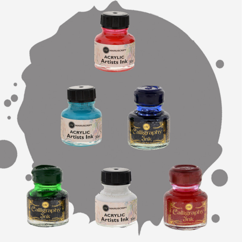 Manuscript Acrylic Artists Sepia Dip Pen Ink, 30mL