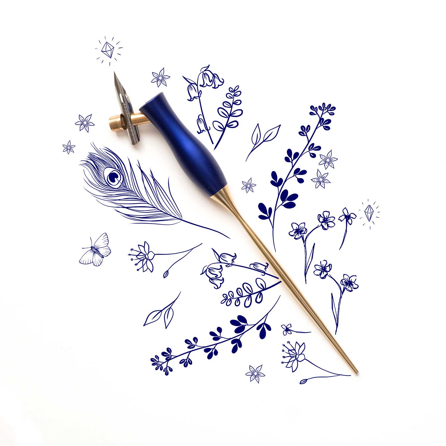 oblique-calligraphy-pen-bluebell